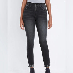 KanCan Charcoal Black High Rise Frayed Waist Skinny Jeans 29 Women’s